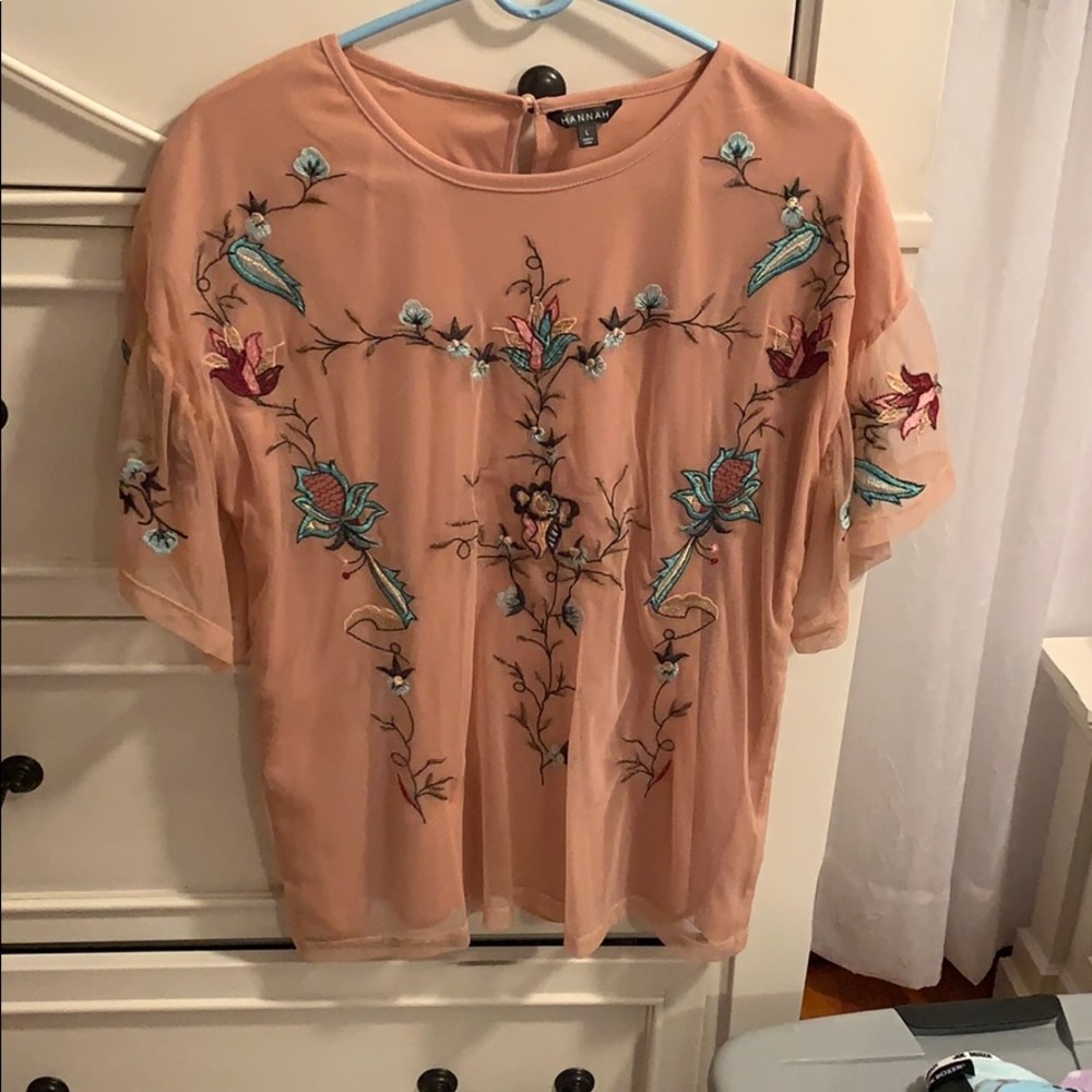 Pink flower printed dress shirt